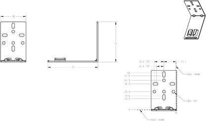 Steel Rear Bracket (Pair) for USE - Series Undermount Drawer Slides - Adjustable, 100 lb. Capacity - KI Home