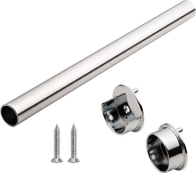 TAG Hardware 1-5/16" Round Wardrobe Closet Rod with Two End Supports and Mounting screws - KI Home