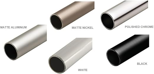 TAG Hardware 1 - 5/16" Round Wardrobe Tube Closet Rod with End Supports, Multiple Finishes, Made in Canada - KI Home