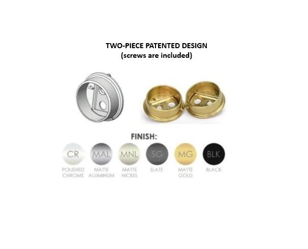 TAG Hardware 1 Pair Elite Round End Support Flanges for 1 - 5/16" Diameter Closet Rods - KI Home