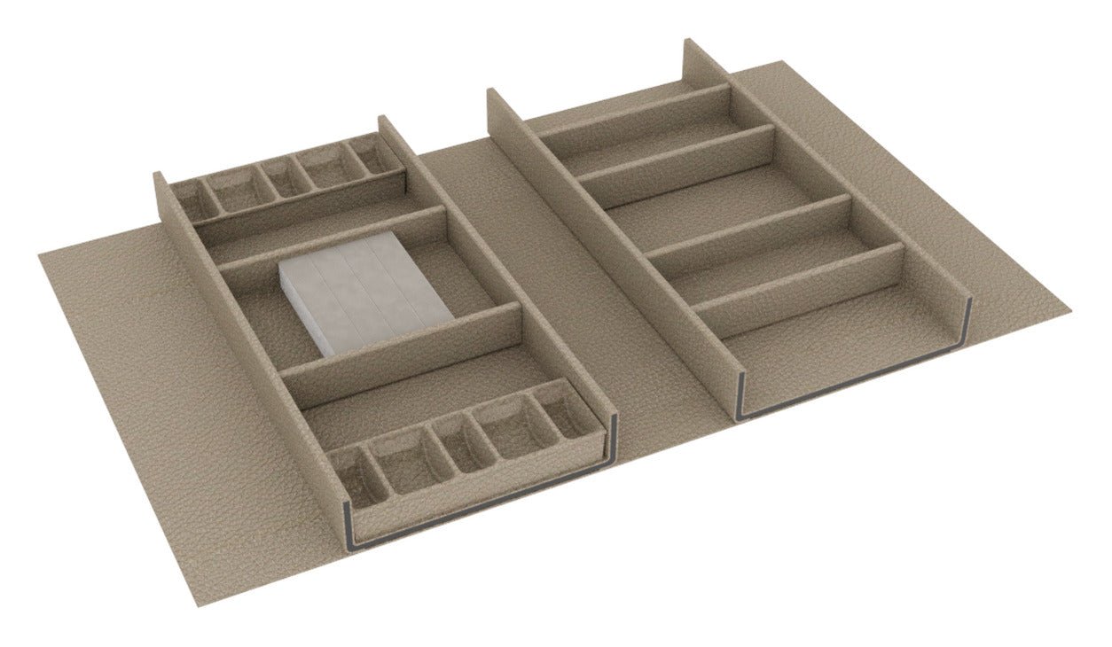 TAG Hardware Contour Modular Drawer Organization System - Adjustable, Trim - to - Fit, Faux Leather - KI Home