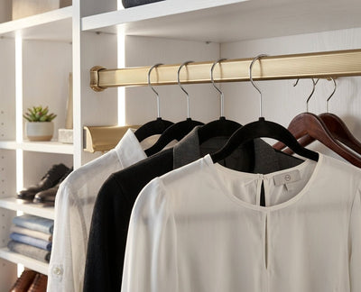 TAG Hardware Custom Cut-to-Size Premium Concave Closet Rod with End Supports | Made-to-Order Wardrobe Hanging Rod with Insert Plastic Cap (12 - 92 Inches) - KI Home
