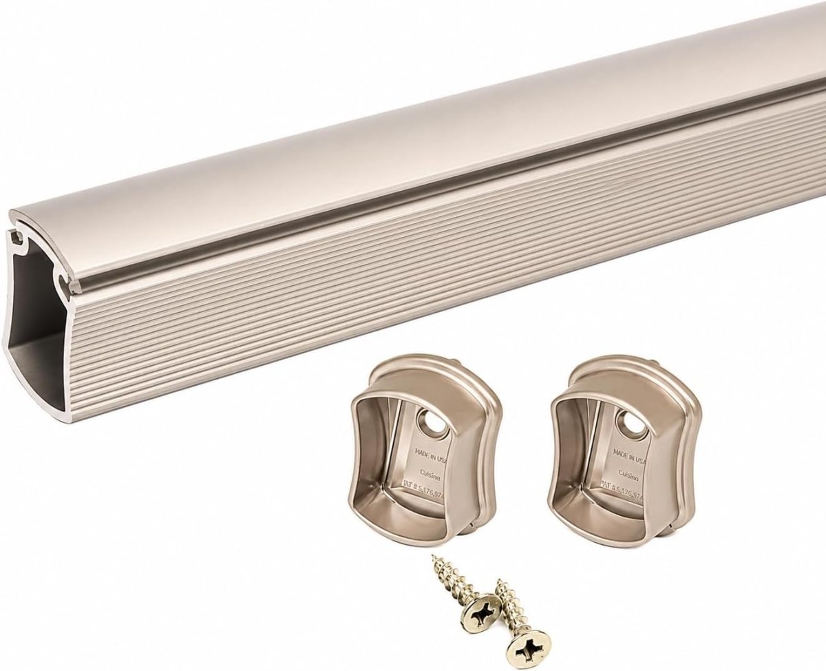 TAG Hardware Custom Cut-to-Size Premium Concave Closet Rod with End Supports | Made-to-Order Wardrobe Hanging Rod with Insert Plastic Cap (12 - 92 Inches) - KI Home