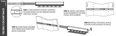 TAG Hardware Designer 24 - Hook Full Extension Telescopic Tie Rack Closet Organizer - KI Home