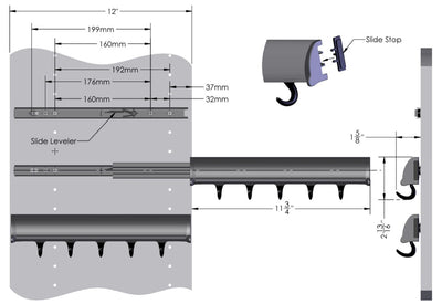 TAG Hardware Designer 5 - Hook Valet Belt Tie Rack Closet Organizer with 11.75 Inch Extension - KI Home