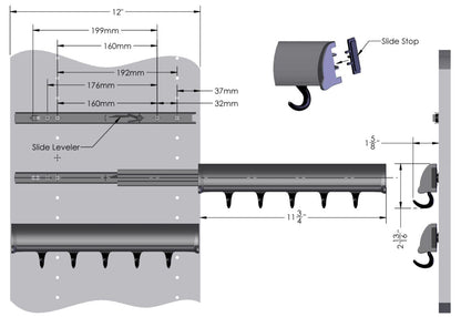 TAG Hardware Designer 5 - Hook Valet Belt Tie Rack Closet Organizer with 11.75 Inch Extension - KI Home