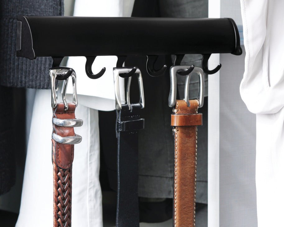 TAG Hardware Designer 5 - Hook Valet Belt Tie Rack Closet Organizer with 11.75 Inch Extension - KI Home