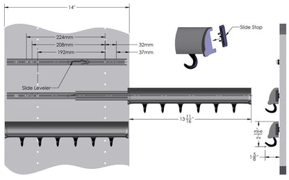 TAG Hardware Designer 6 - Hook Valet Belt Tie Rack Closet Organizer with 13.75 Inch Extension - KI Home