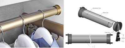 TAG Hardware ELITE Pole Patented Round End Caps for 1 - 5/16" Closet Rods – Premium Finishes - KI Home