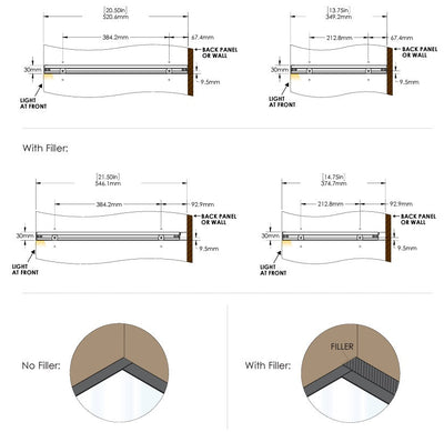 TAG Hardware Illuminated Glass Shelf Cool White Light (4000K) with 12V Loox LED Lighting - KI Home