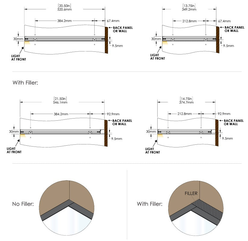 TAG Hardware Illuminated Glass Shelf Cool White Light (4000K) with 12V Loox LED Lighting - KI Home