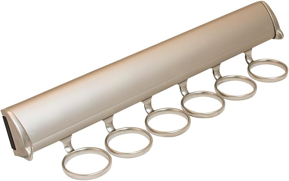 TAG Hardware Premium 6 Hook Full Extension Pullout Closet Wardrobe Scarf Rack - KI Home