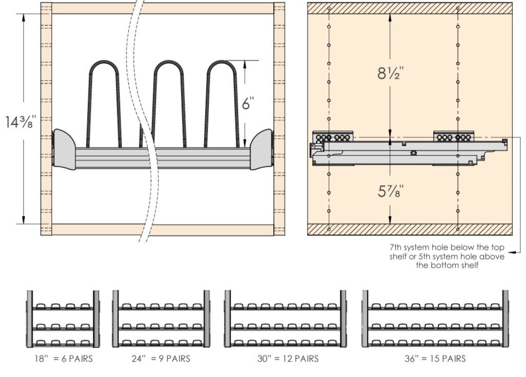 TAG Hardware Premium Shoe Rack Closet Wardrobe Organizer with Full extension Pullout Soft Close slides - KI Home