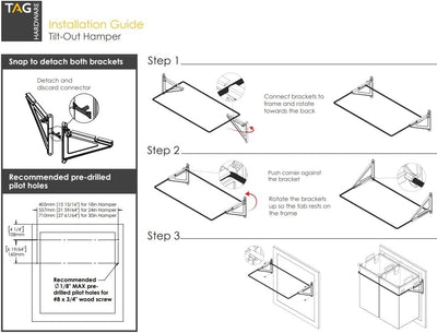TAG Hardware Premium Tilt - Out Laundry Hamper - Space - Saving, Removable Bag(s), Made in Canada - KI Home