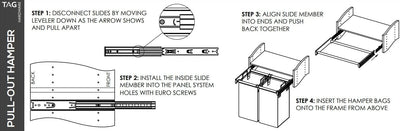 TAG Hardware Synergy Collection Full Extension Pullout Laundry Hamper with Removable Bag(s) and Handles - KI Home