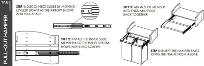 TAG Hardware Synergy Collection Full Extension Pullout Laundry Hamper with Removable Bag(s) and Handles - KI Home