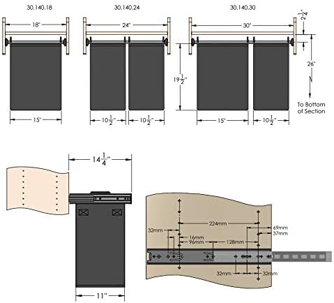TAG Hardware Synergy Collection Full Extension Pullout Laundry Hamper with Removable Bag(s) and Handles - KI Home