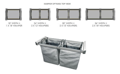 TAG Hardware Premium Closet Laundry Hamper Full Extension Soft-Close and Removable Bags and Handles