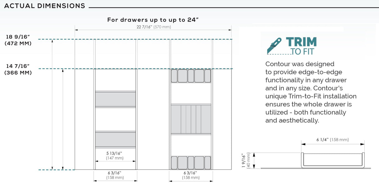 TAG Hardware Contour Configurable Modular Drawer Organization System – Fully Adjustable, Trim-to-Fit, Faux Leather
