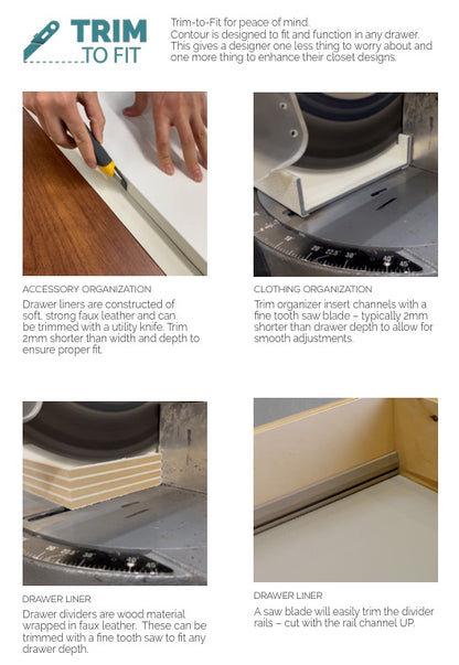 TAG Hardware Contour Configurable Modular Drawer Organization System – Fully Adjustable, Trim-to-Fit, Faux Leather