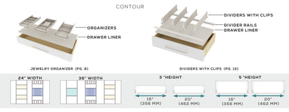 TAG Hardware Contour Configurable Modular Drawer Organization System – Fully Adjustable, Trim-to-Fit, Faux Leather