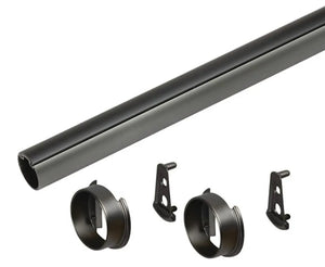 TAG Hardware Premium Round Wardrobe Closet Rod with End Supports and Protective Insert Cap 18 inches to 92 inches Lengths