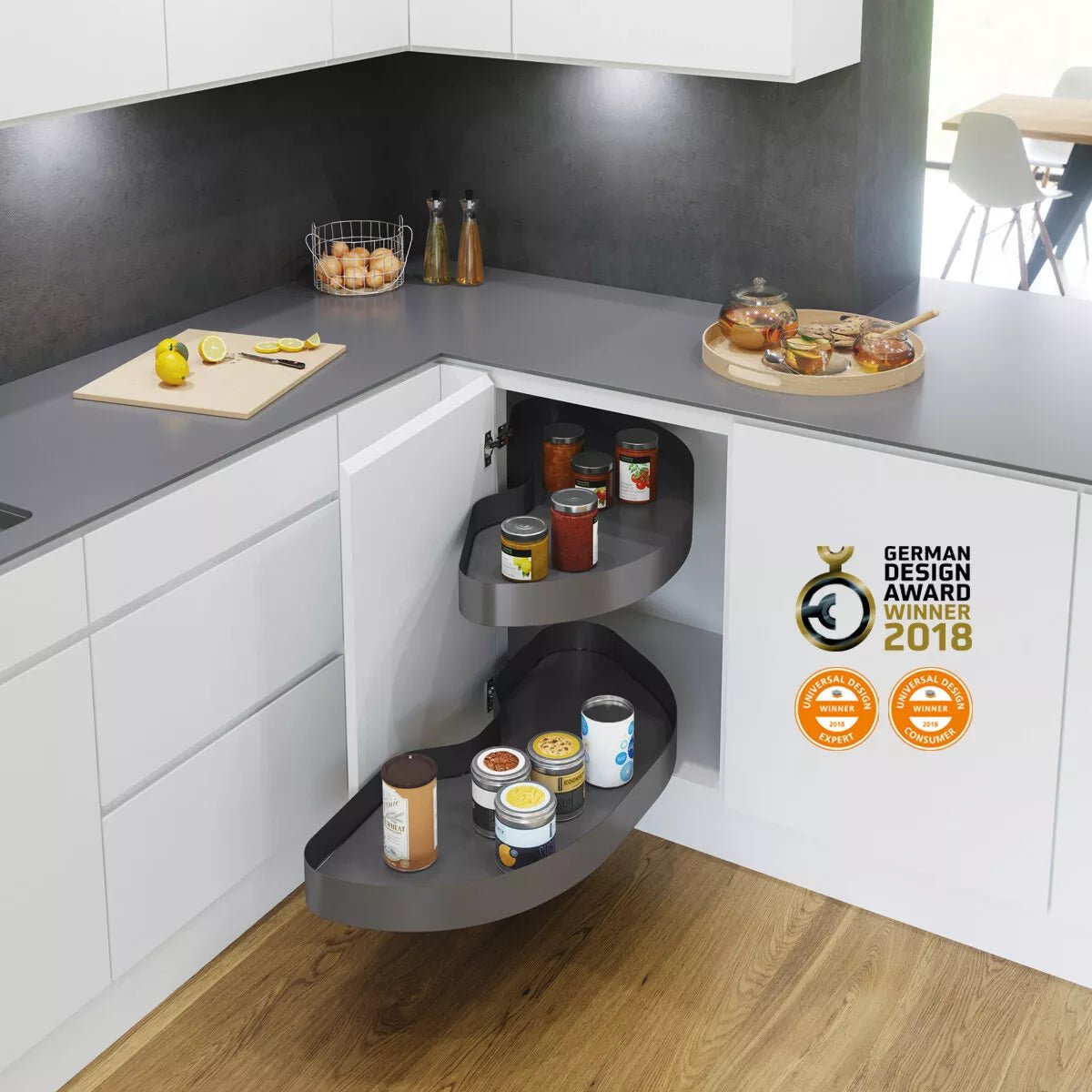 Vauth - Sagel VS CORNERSTONE® MAXX Planero Base Cabinet Pullout 2 - Shelf Lazy Susan for Blind Corner Cabinets - KI Home