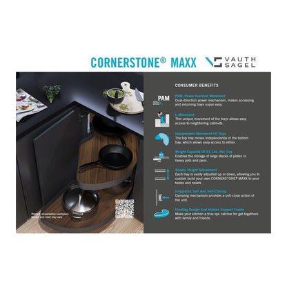 Vauth - Sagel VS CORNERSTONE® MAXX Planero Base Cabinet Pullout 2 - Shelf Lazy Susan for Blind Corner Cabinets - KI Home