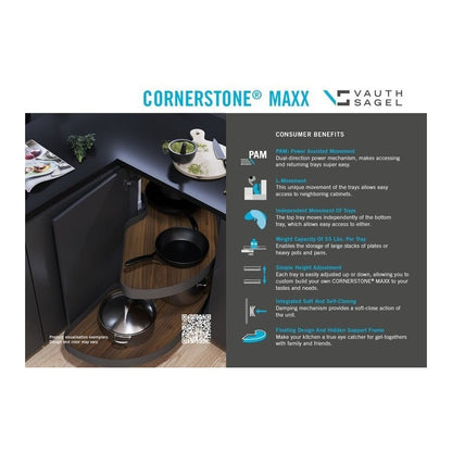 Vauth-Sagel VS CORNERSTONE® MAXX Planero Base Cabinet Pullout 2-Shelf Lazy Susan for Blind Corner Cabinets