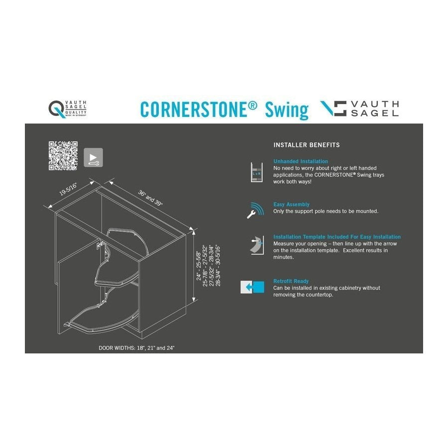 Vauth-Sagel VS CORNERSTONE® Swing Scalea Independant movement 2-Shelf Lazy Susan for Blind Corner Cabinets