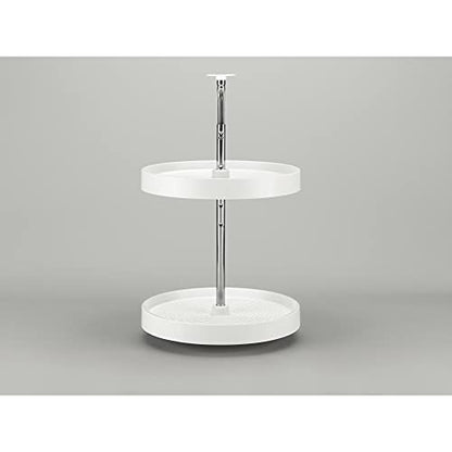 Rev-A-Shelf 18" Full Circle Dual Tier Lazy Susan Organizer for Upper Corner Wall Cabinets, Plastic Home Rotating Storage Shelves, White, 2062-18-11-1