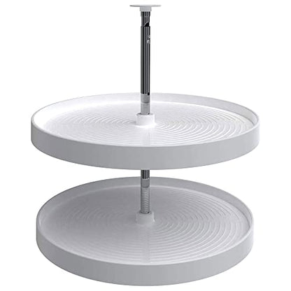 Rev-A-Shelf 18" Full Circle Dual Tier Lazy Susan Organizer for Upper Corner Wall Cabinets, Plastic Home Rotating Storage Shelves, White, 2062-18-11-1
