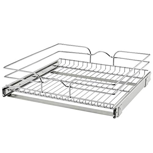 Rev-A-Shelf Kitchen Cabinet Pull Out Shelf and Drawer Organizer Slide Out Pantry Storage Basket in Multiple Sizes, 8.5 x 18 In, 5WB1-0918CR-1