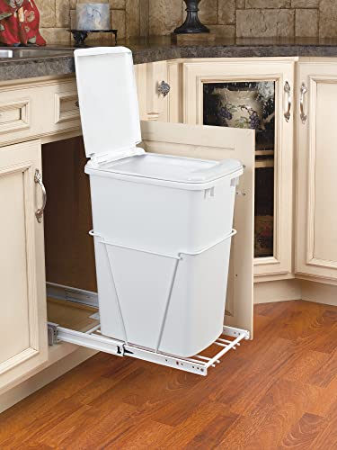 Rev-A-Shelf White Steel Pull Out Waste/Trash Container w/Included lid