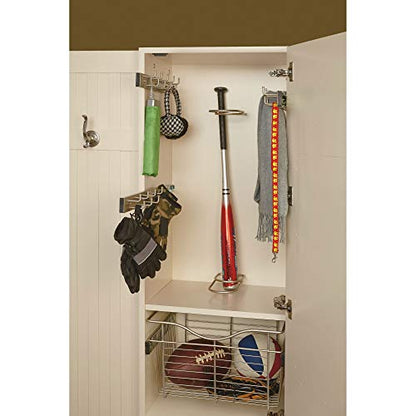 Rev-A-Shelf 14" Pull Out Closet Organization Rack for Belts, Ties and Scarves, Accessories Storage Hanger with Mounting Hardware, Chrome, BRC-14CR