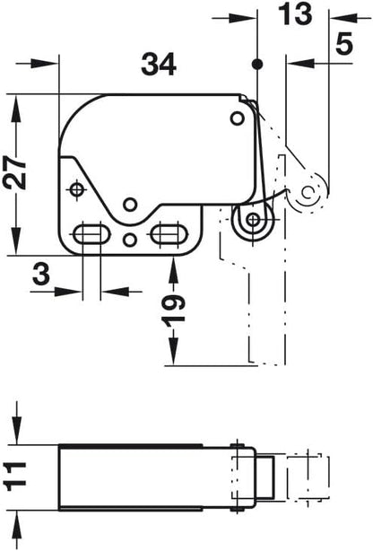 Hafele Steel Mini-Latch with Automatic Spring Catch, Made in Italy