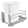 Rev-A-Shelf Pull-Out Trash Can for Under Kitchen Cabinets 35 Quart 8.75 Gallon with Soft-Close Slides and Rear Storage, Champagne, 53WC-1535SCDM-112