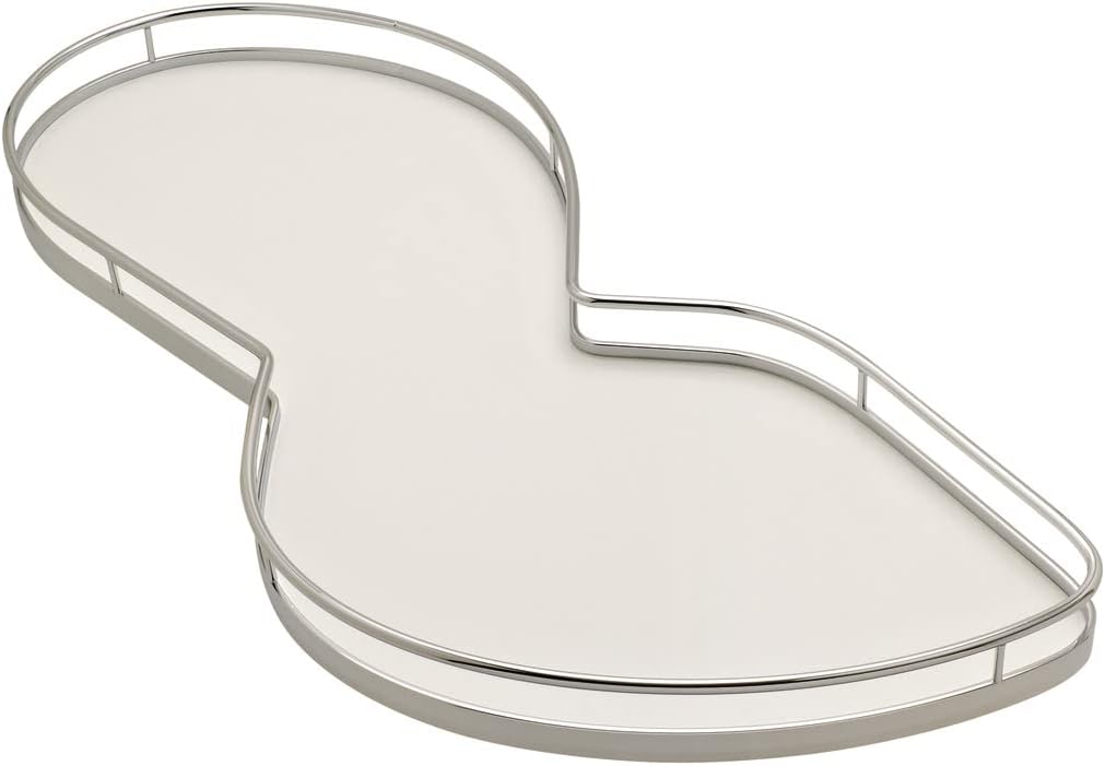 Lemans II Set 2-Shelf Lazy Susan with Soft-Close for Blind Base Corner Cabinets, Chrome and White (Model 60, Tray Size: 21", Swings Left)
