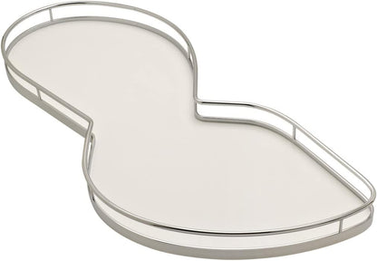 Lemans II Set 2-Shelf Lazy Susan with Soft-Close for Blind Base Corner Cabinets, Chrome and White (Model 60, Tray Size: 21", Swings Left)