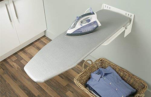Hafele 568.66.700 Wall Mounted Folding and Rotating Ironing Board with Gray stipes Heat-Resistant Cover