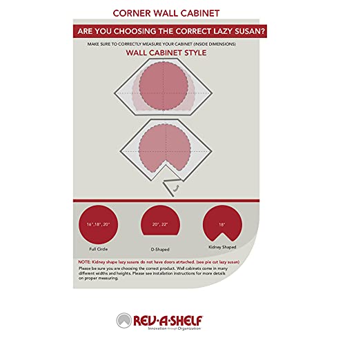 Rev-A-Shelf 18" Full Circle Dual Tier Lazy Susan Organizer for Upper Corner Wall Cabinets, Plastic Home Rotating Storage Shelves, White, 2062-18-11-1