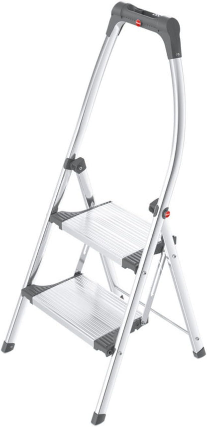 Hailo LivingStep Comfort Plus Aluminum 2-Step Folding Stepladder Two Extra Large Steps