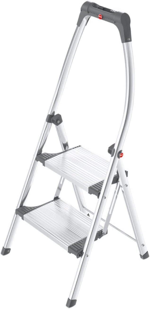 Hailo LivingStep Comfort Plus Aluminum 2-Step Folding Stepladder Two Extra Large Steps