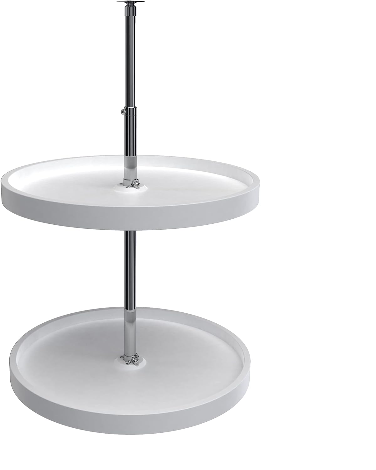 Rev-A-Shelf 32" Dual Tier Full Circle Lazy Susan for Kitchen Cabinets, Plastic Height Adjustable Shelves Home Storage Turntable, White, 6072-32-11-52