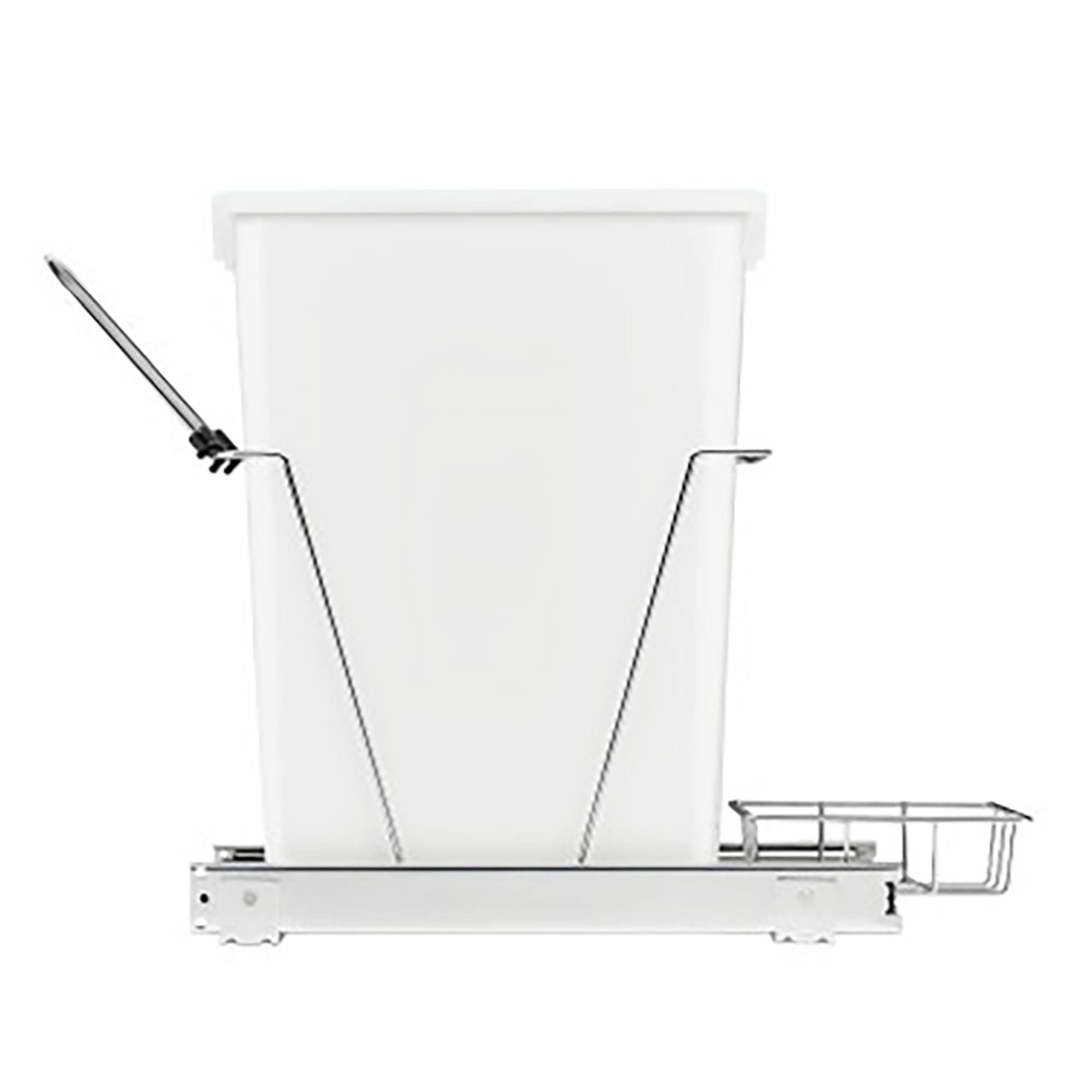 Rev-A-Shelf Pull Out Trash Can for Under Kitchen Cabinets 35 Qt 12 Gallon Garbage Waste Recycling Bin with Full Extension Slides, Silver, RV-12KD-17C S