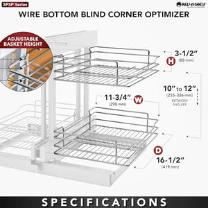 Rev-A-Shelf Dual Tier Pull Out Shelf Organizer for Blind Corner Kitchen or Bathroom Cabinets with Soft Close,15", 4 Shelves, Chrome, 5PSP-15SC-CR