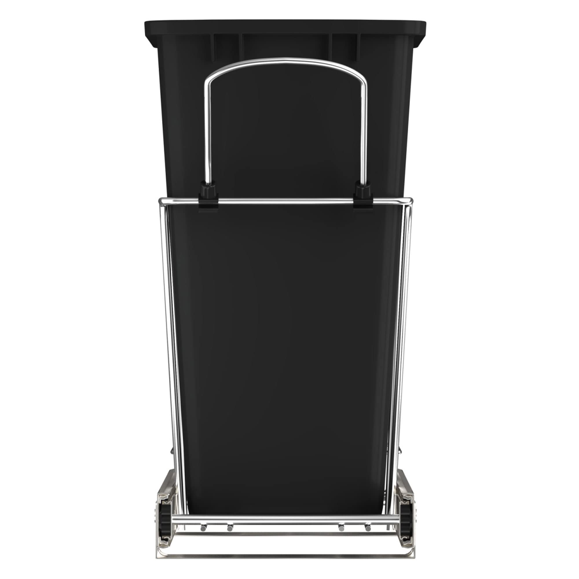 Rev-A-Shelf Pull Out Trash Can for Under Kitchen Cabinets 35 Qt 12 Gallon Garbage Waste Recycling Bin with Full Extension Slides, Silver, RV-12KD-17C S