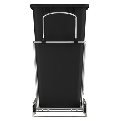 Rev-A-Shelf Pull Out Trash Can for Under Kitchen Cabinets 35 Qt 12 Gallon Garbage Waste Recycling Bin with Full Extension Slides, Silver, RV-12KD-17C S