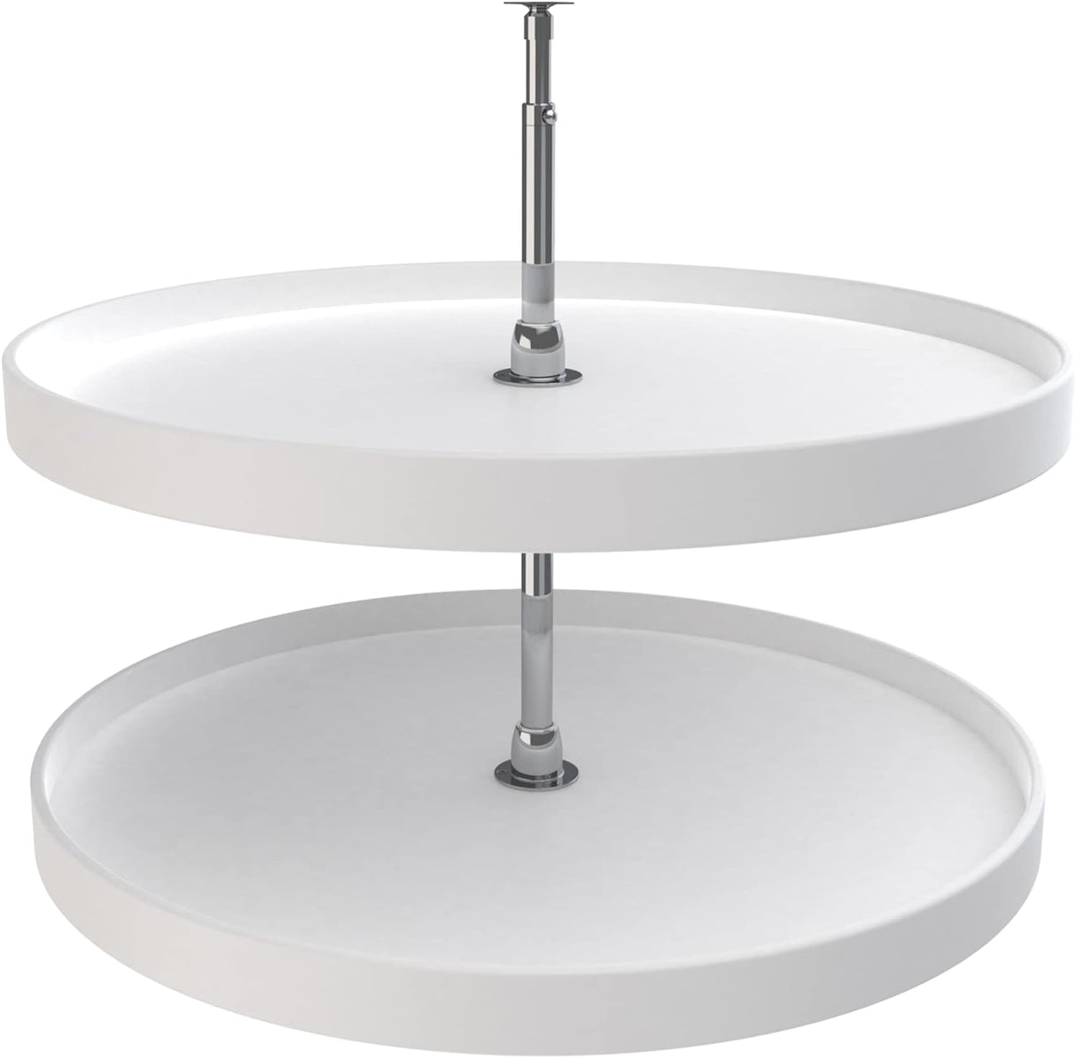 Rev-A-Shelf 32" Dual Tier Full Circle Lazy Susan for Kitchen Cabinets, Plastic Height Adjustable Shelves Home Storage Turntable, White, 6072-32-11-52