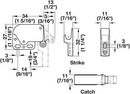 Hafele Steel Mini-Latch with Automatic Spring Catch, Made in Italy